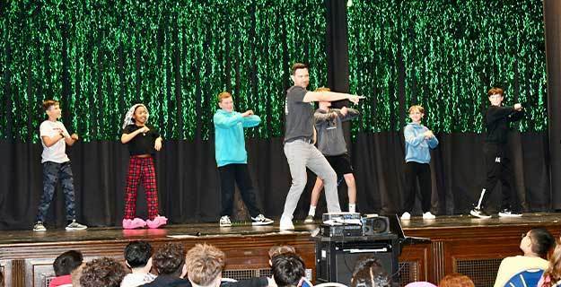 Students dancing with instructor.
