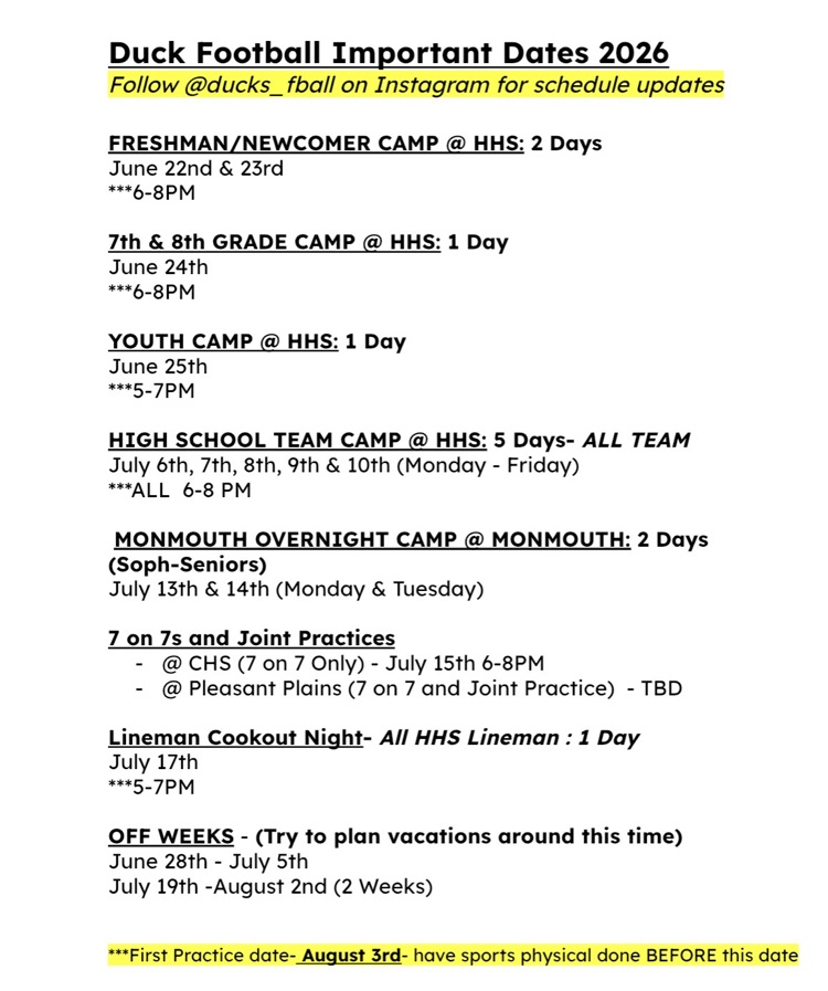 2026 Important Dates