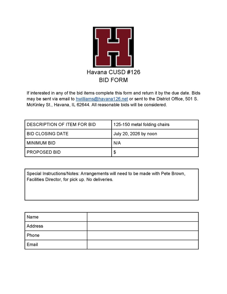 Bid Sheet