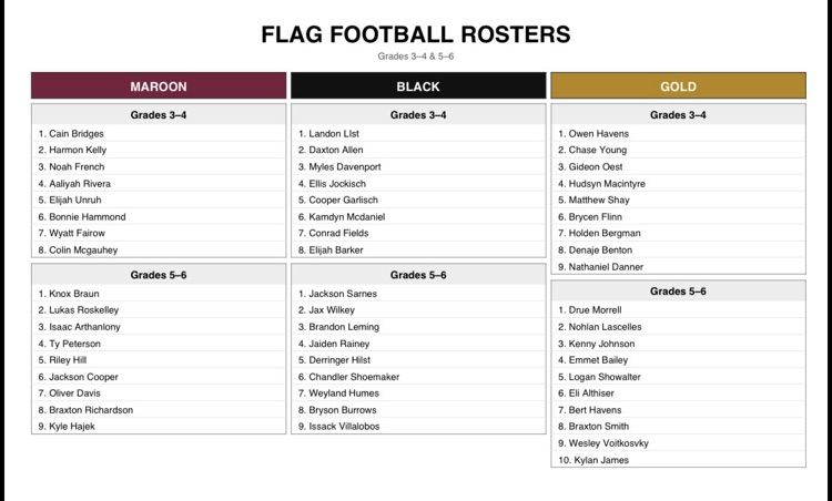 Flag Rosters 26