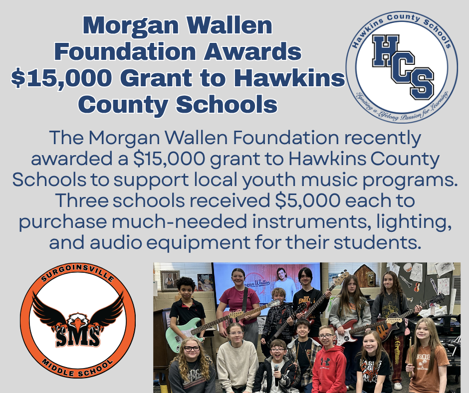 Hawkins County Schools receives Morgan Wallen Grant