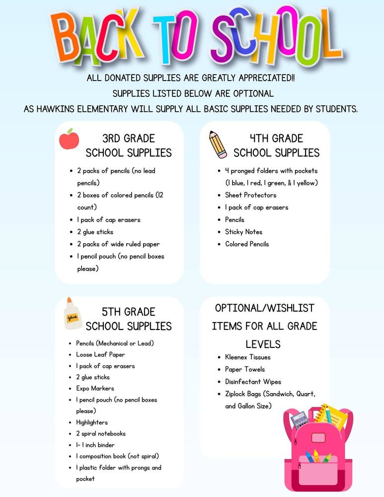 school supply list