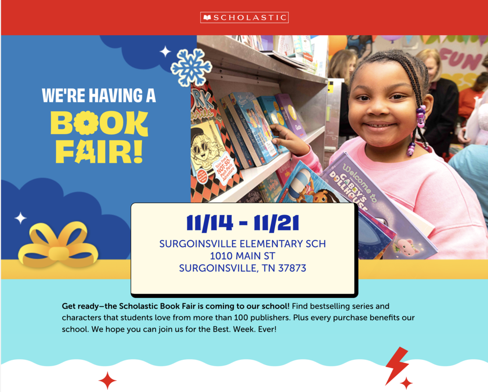 Book Fair 11/14 - 11/21 @ Surgoinsville Elementary School