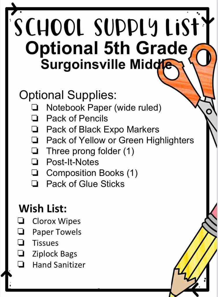 5th supply list