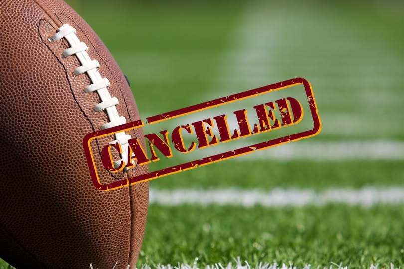 football picture with the word cancelled across it