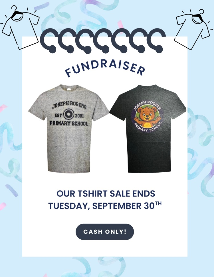 fundraiser: our T-shirt sale ends Tuesday, September 30th. cash only