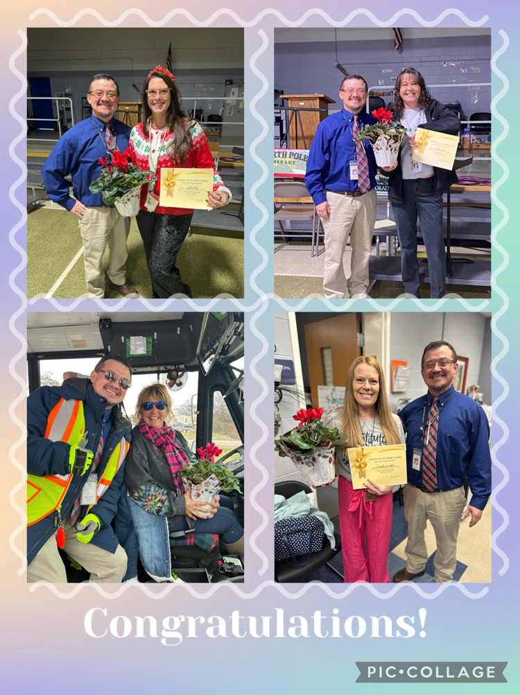 congratulations to our employees of the year: Mrs. Huff, Ms. Sheleena, Ms. Kathy, ms. Casey
