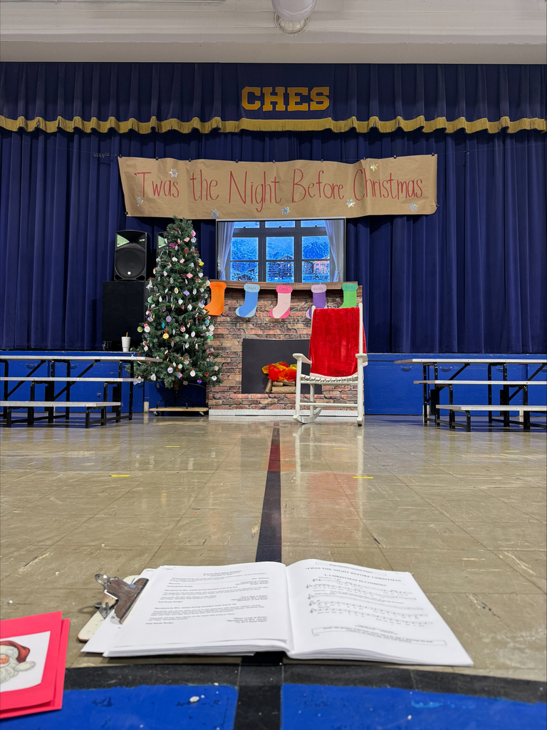 The CHES gym decorated for 'Twas the Night Before Christmas program.
