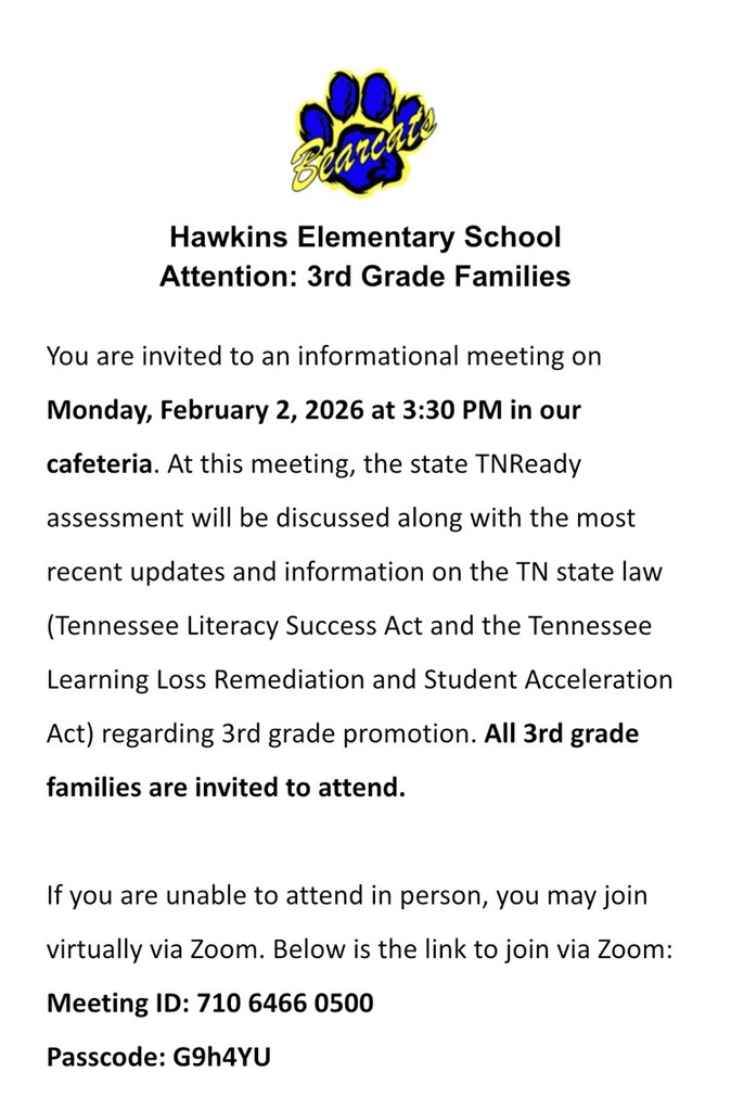 3rd Grade Informational Meeting Invitation
