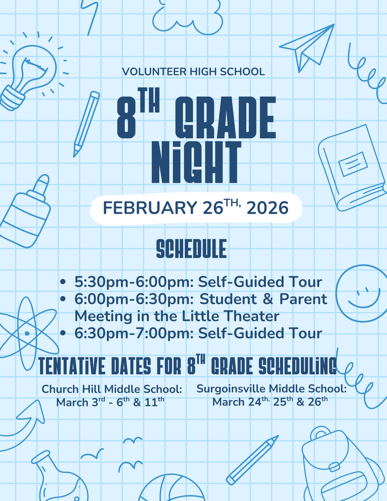 8th grade night flyer from Volunteer High School