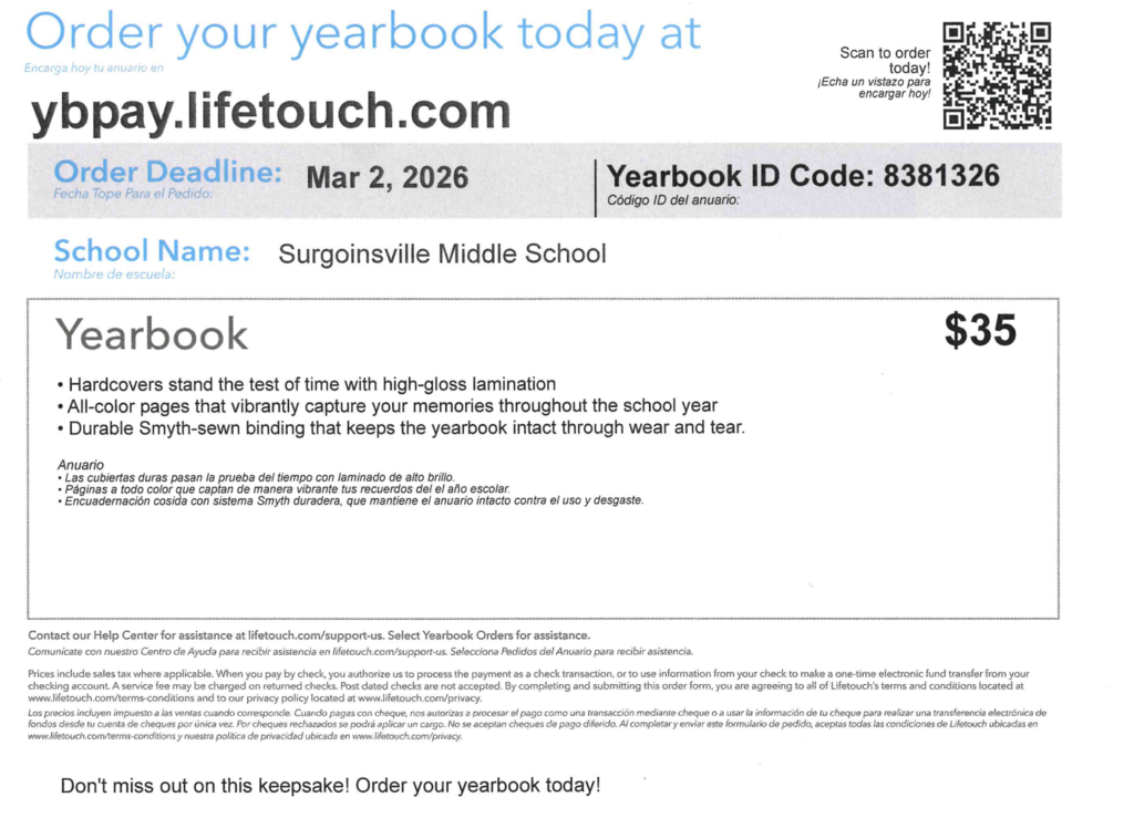 yearbook order form