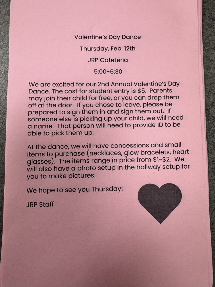 we are excited for our 2nd annual Valentine’s Day dance. the cost for student entry is $5. parents may join their child for free or you can drop them off at the door. if you chose to leave please be prepared be prepared to sign them in and sign them 