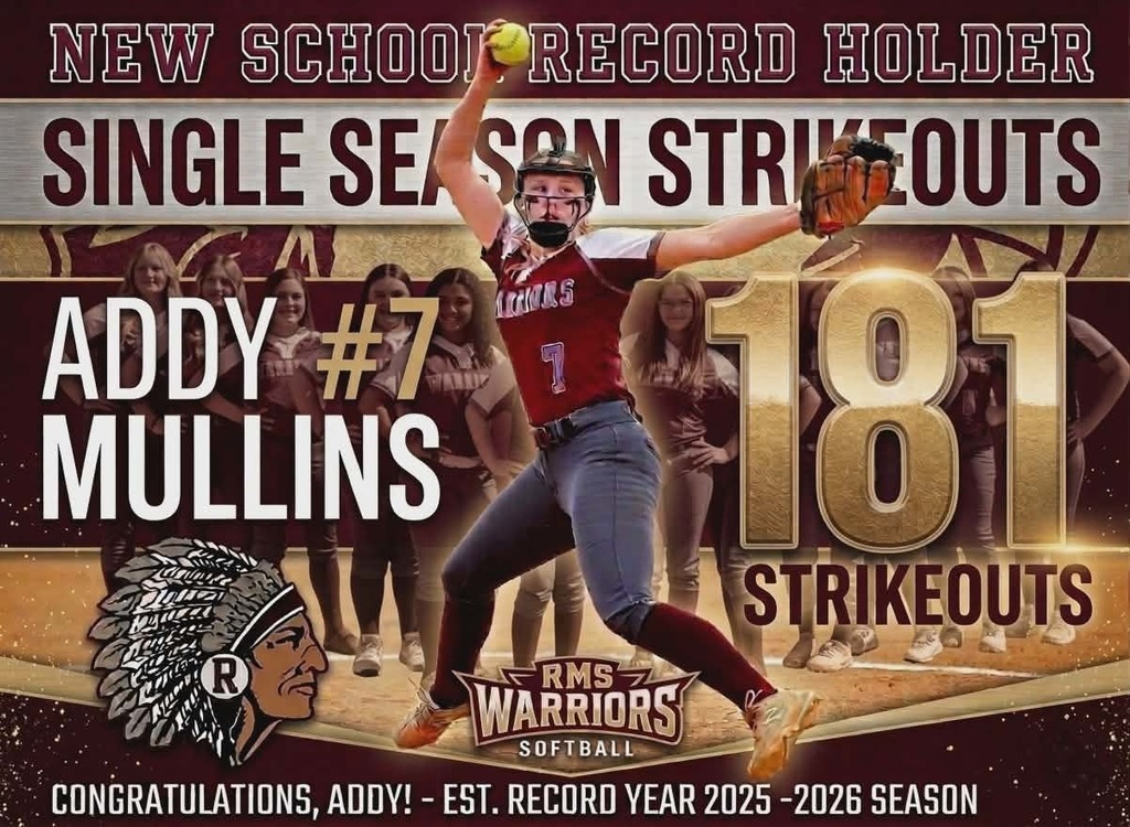 Addy Mullins new single season softball strikeout record. 181 strikeouts.