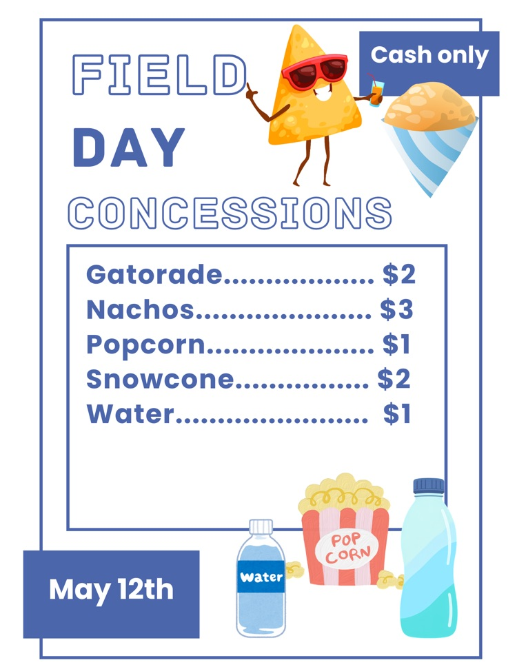 Concession stand pricing list for Field Day