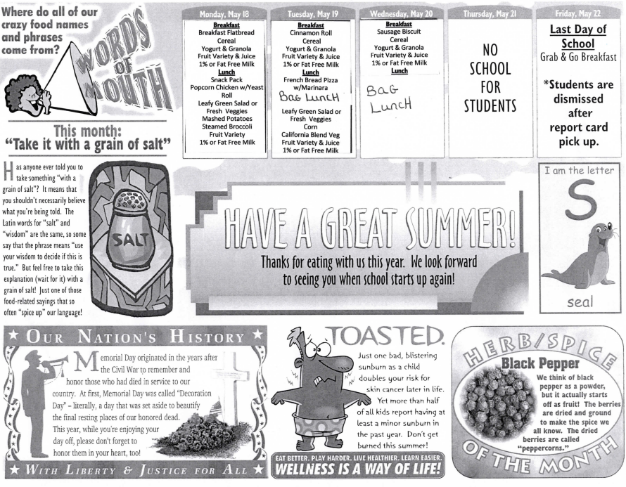 A black and white layout with various headings, illustrations, and text in different sizes and styles.
