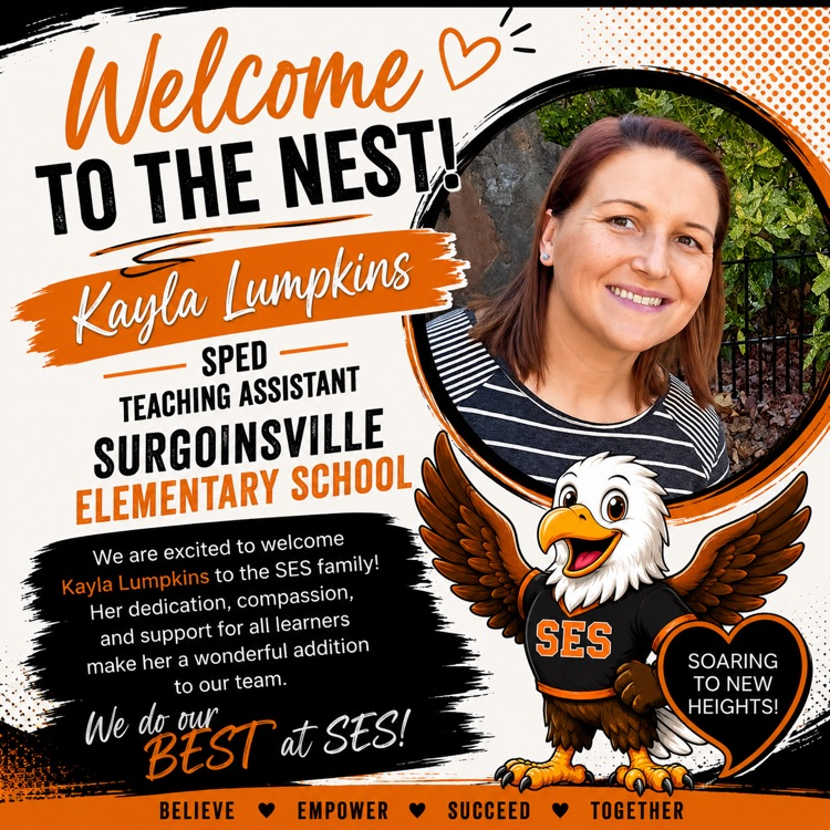 We are excited to welcome Kayla Lumpkins to the SES family! Her dedication, compassion, and support for all learners make her a wonderful addition to our team.