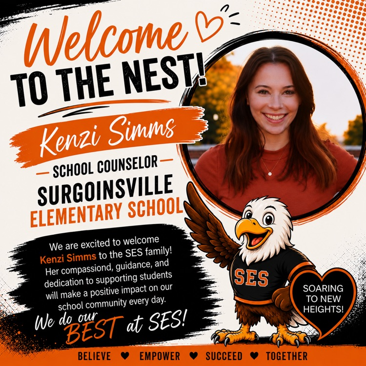 We are excited to welcome Kenzi Simms to the SES family! Her compassiond, guidance, and dedication to supporting students will make a positive impact on our school community every day.