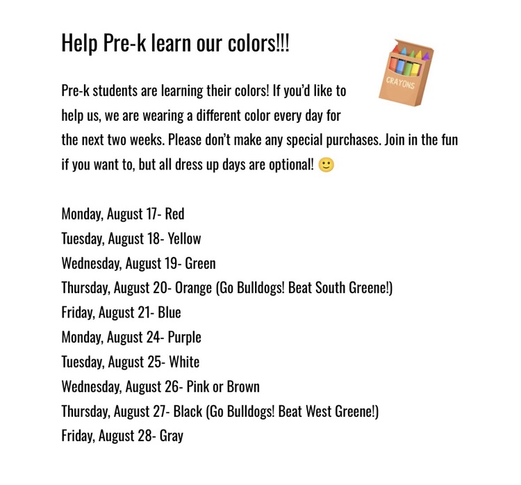 prek color days