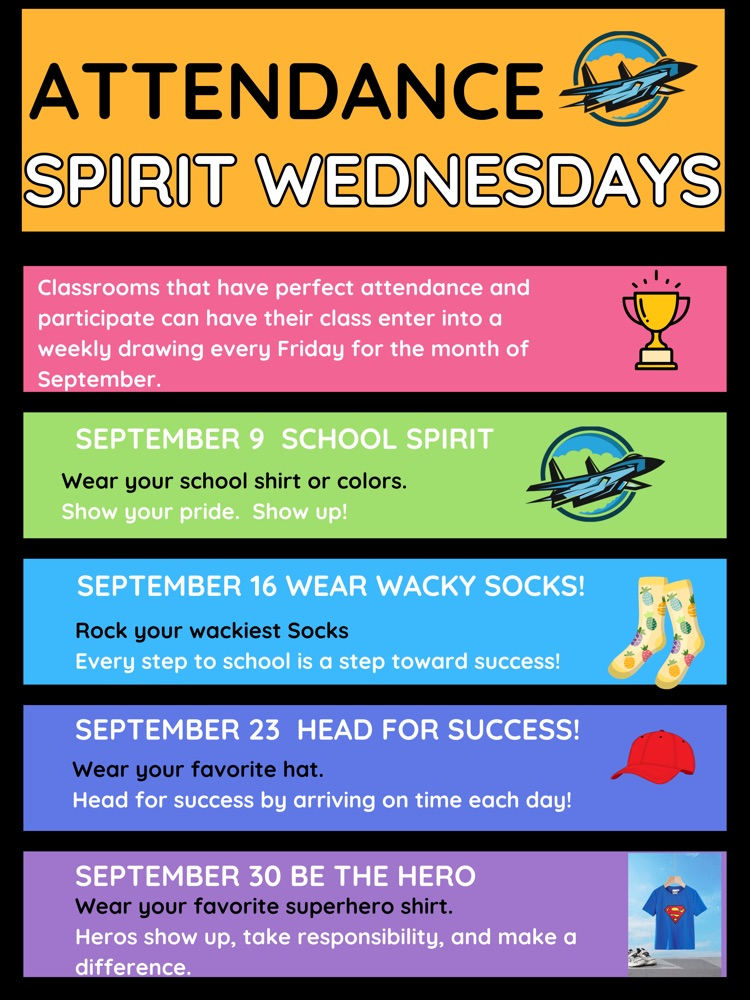 classrooms with perfect attendance will be entered for a drawing each week. 