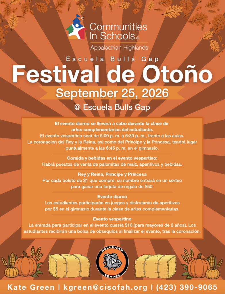 An event poster with autumn visuals, pumpkins, and hay bales. It reads "Festival de Otoño" and "September 25, 2026" in Spanish. It also includes information about registration, prices, and event details.