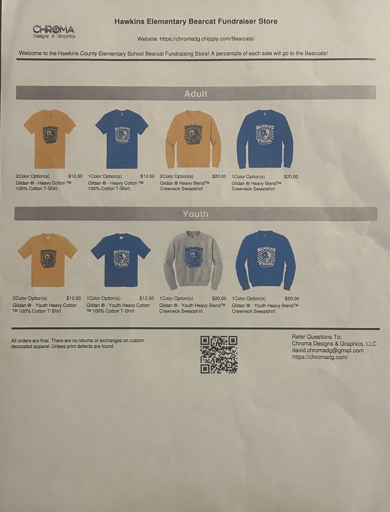 HES Bearcat fundraising store flyer