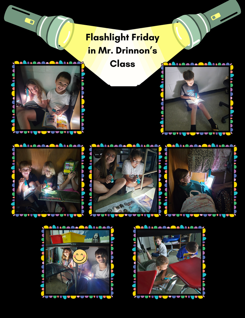 Students in Mr. Drinnon's class enjoy Flashlight Friday reading time!
