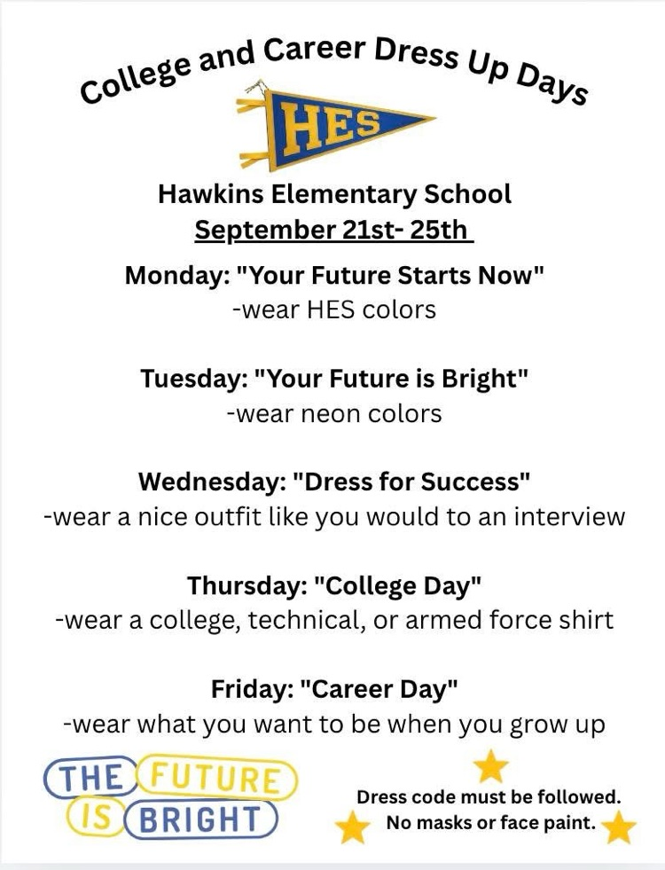 college and career dress up days list  
