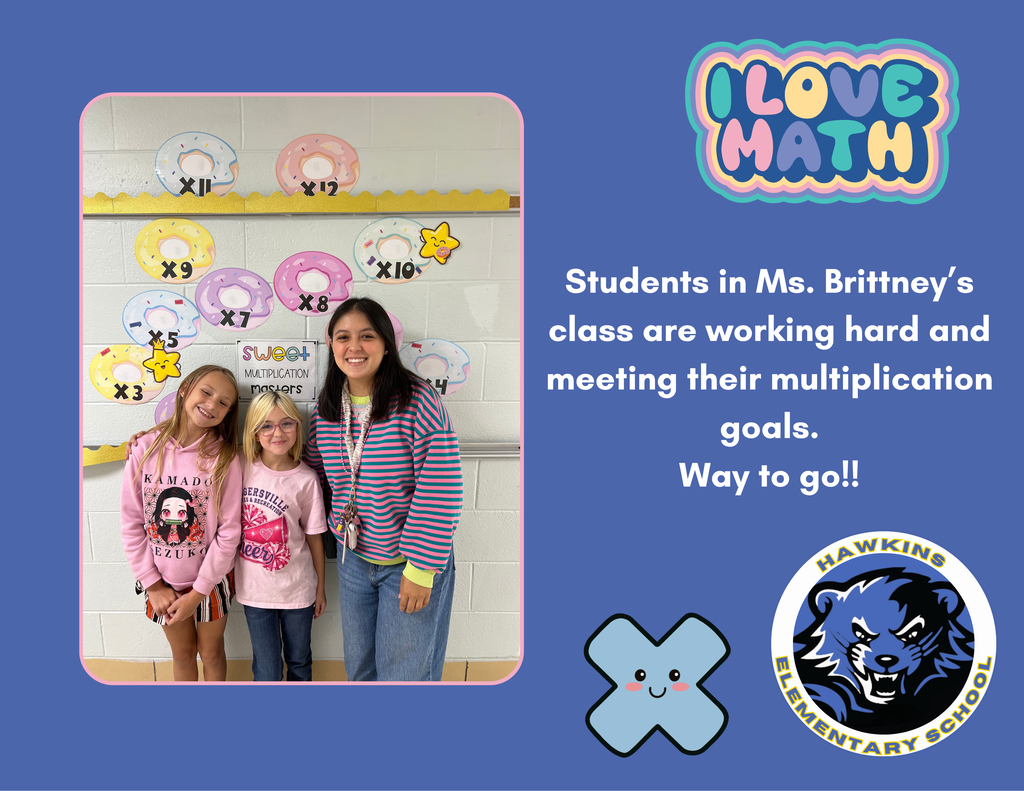 Students in Ms. Brittney’s class are working hard and meeting their multiplication goals. Way to go!!