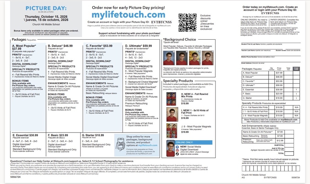 Lifetouch order form