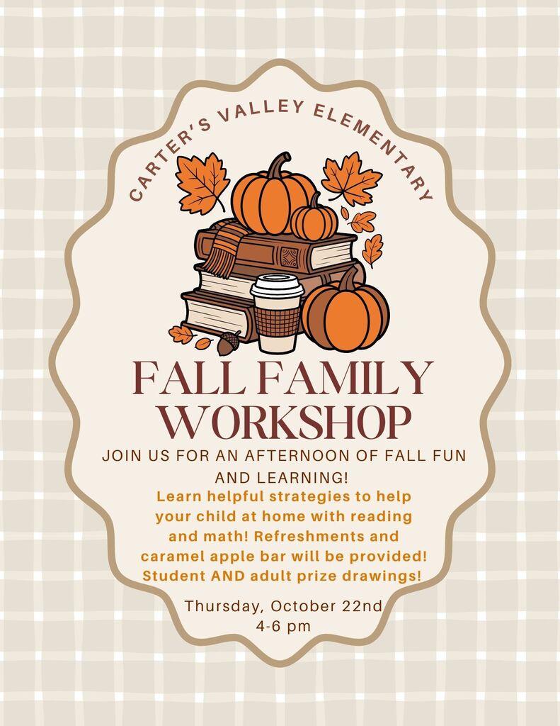 Learn helpful strategies to help your child at home with reading and math! Refreshments and caramel apple bar will be provided! Student AND adult prize drawings! 
