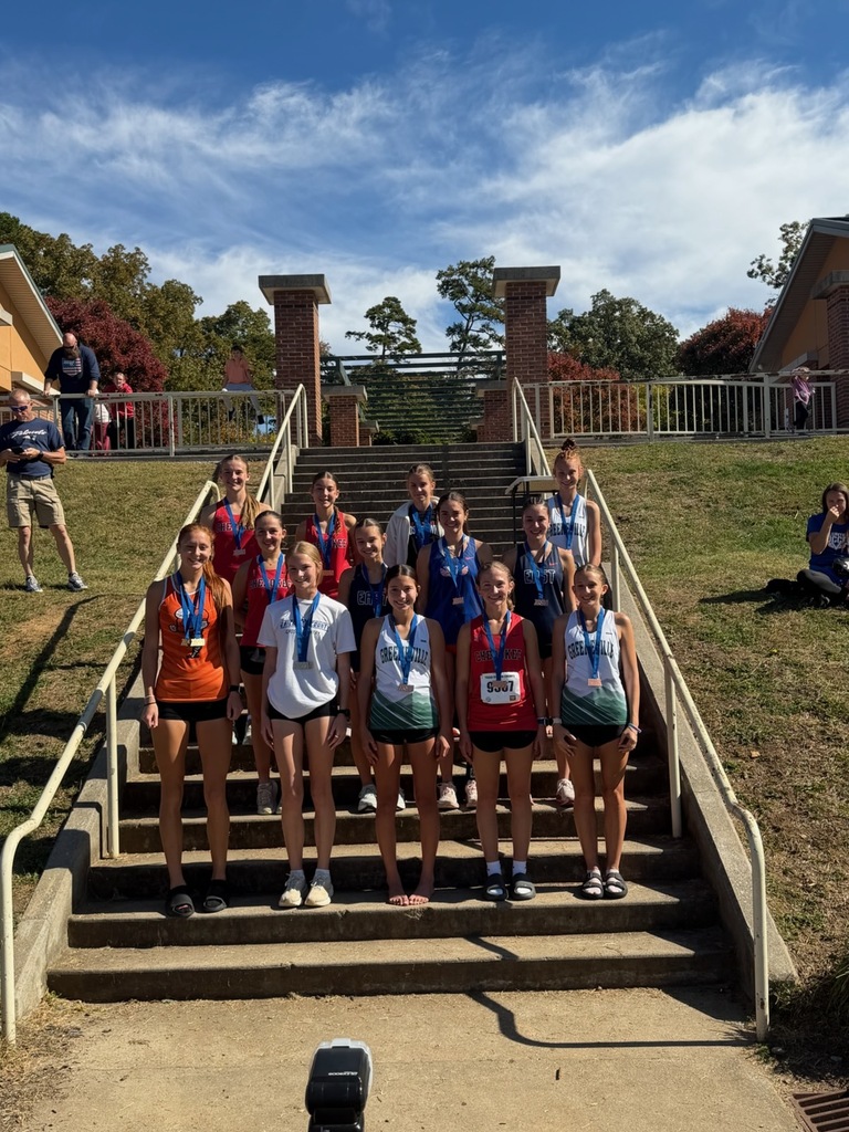 A group of athletes in sports attire poses on stairs with some wearing medals, near a grassy area.