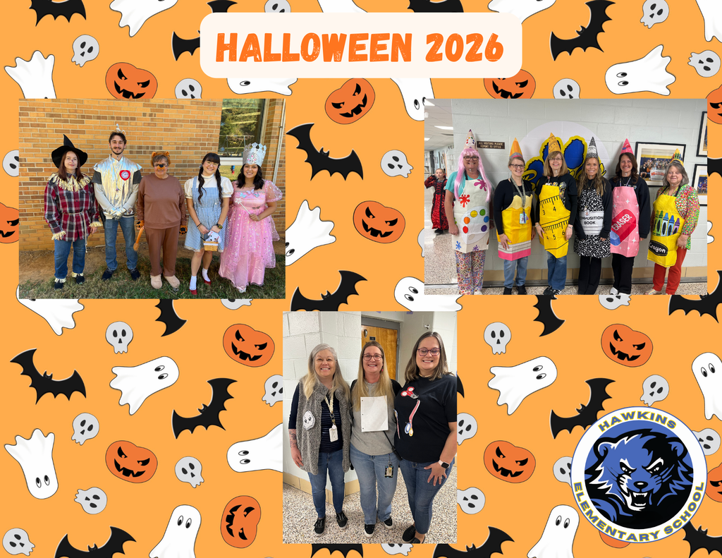HES staff and students dressed in Halloween costumes.