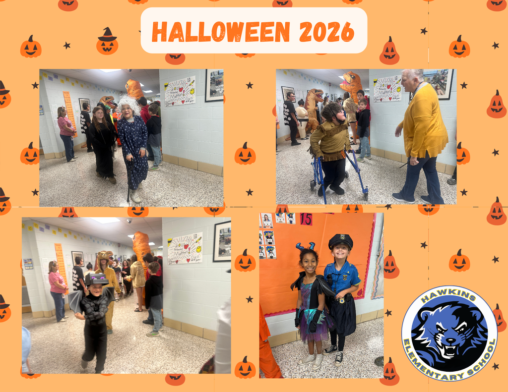 HES staff and students dressed in Halloween costumes.