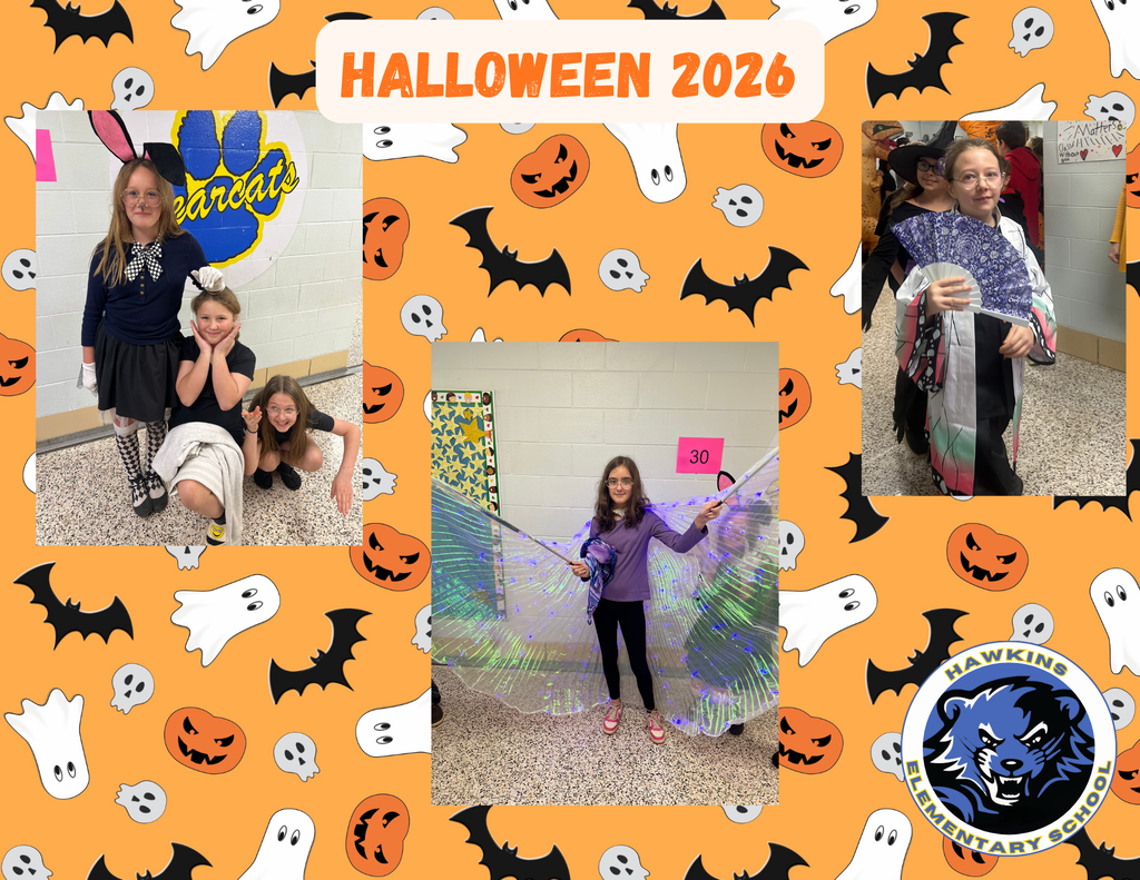 HES staff and students dressed in Halloween costumes.