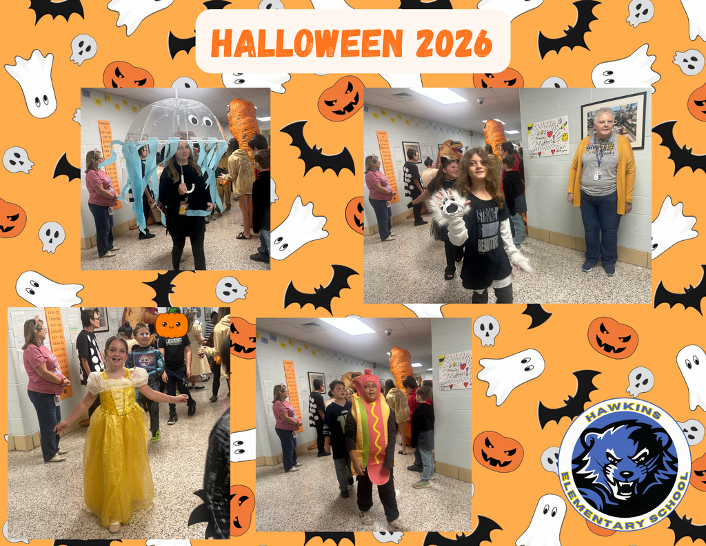 HES staff and students dressed in Halloween costumes.