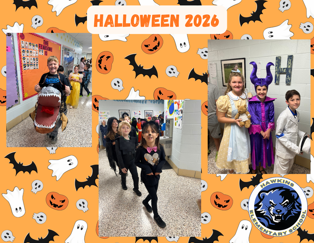 HES staff and students dressed in Halloween costumes.