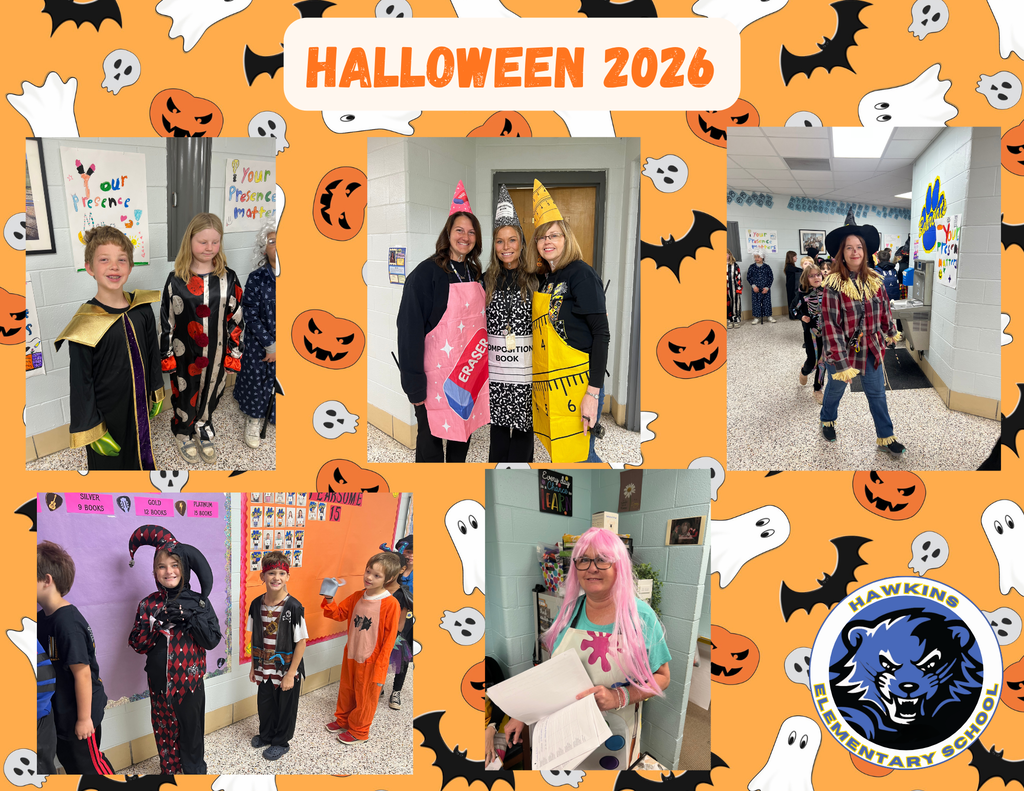 HES staff and students dressed in Halloween costumes.