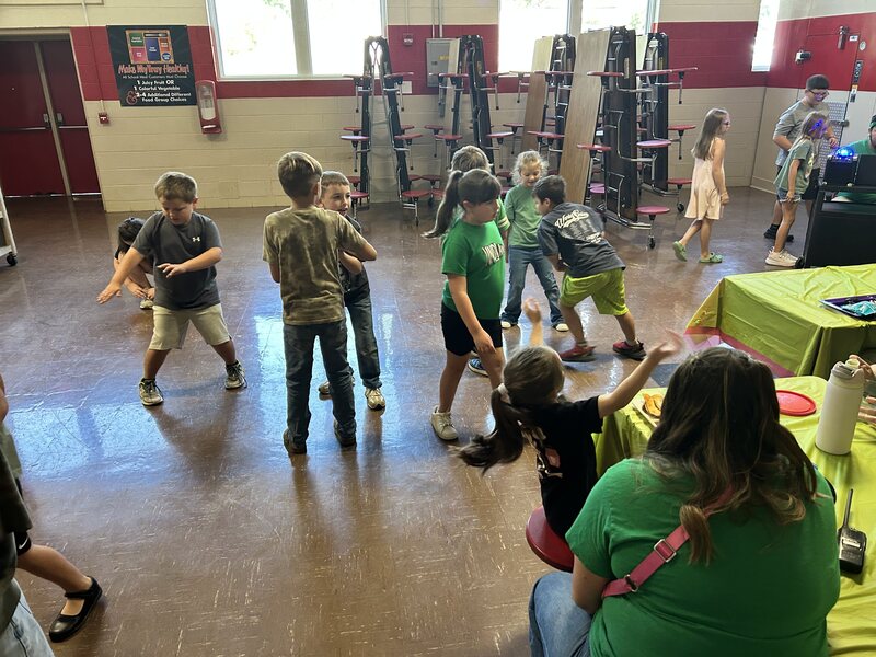 Students dancing in the cafeteria