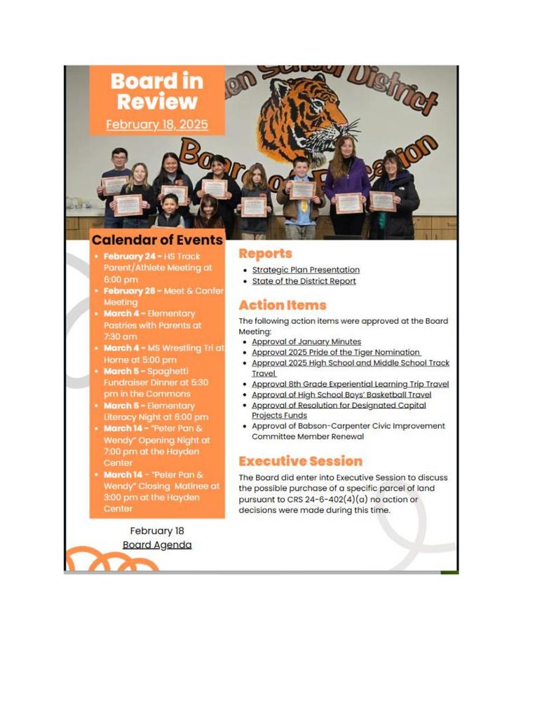 February Board of Education in Review