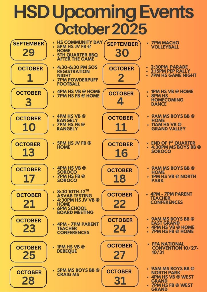 October 2025 Events HSD