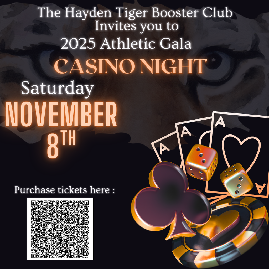Booster Club Gala - Casino Night November 8th 5:30 pm with QR code to purchase tickets