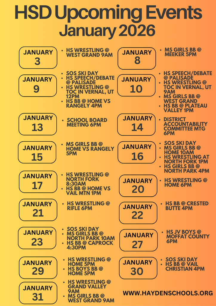 HSD January Events Calendar