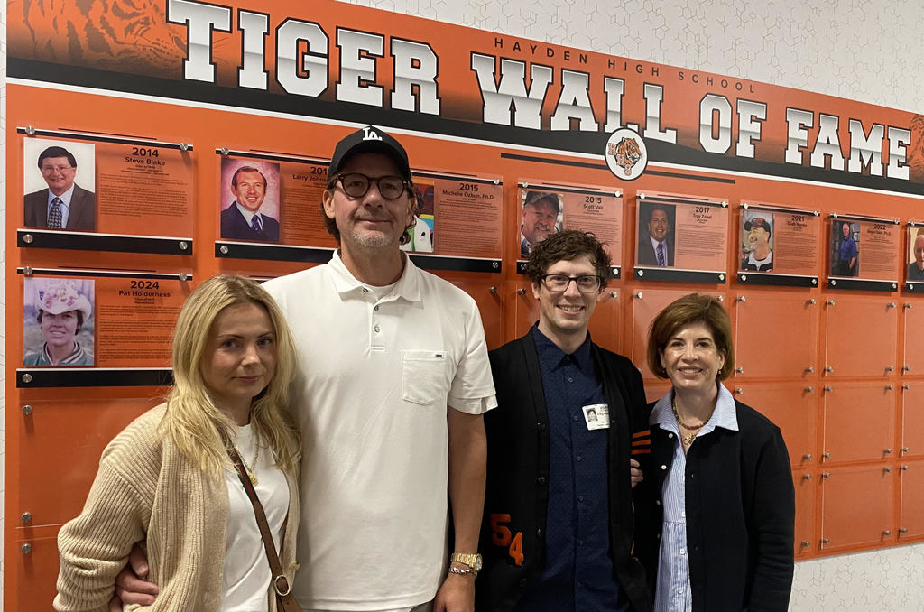 LD Bowerman's Family in front of the Tiger Wall of Fame