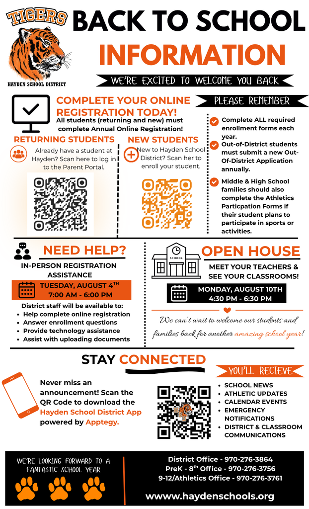 Back to School Information Flyer
