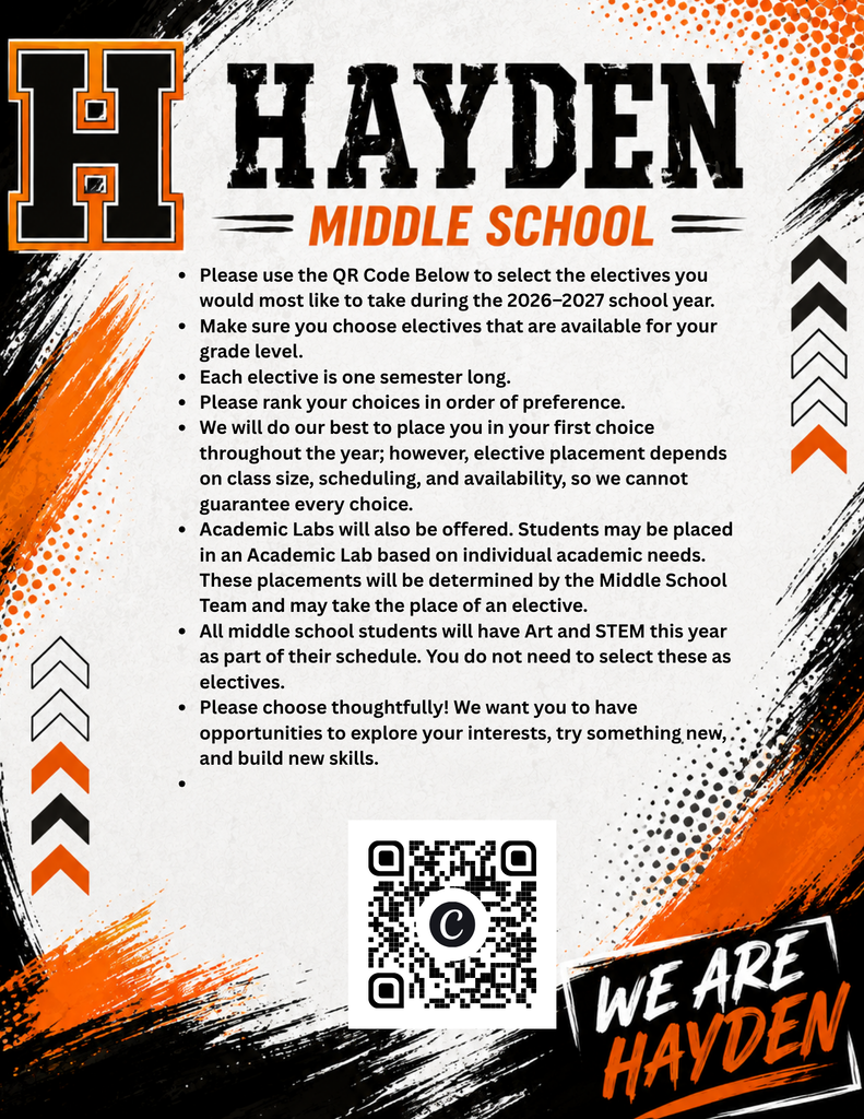 Flyer for Hayden Middle School Electives
