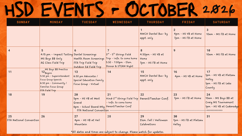 HSD Events - October 2026