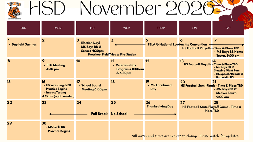 November HSD Events