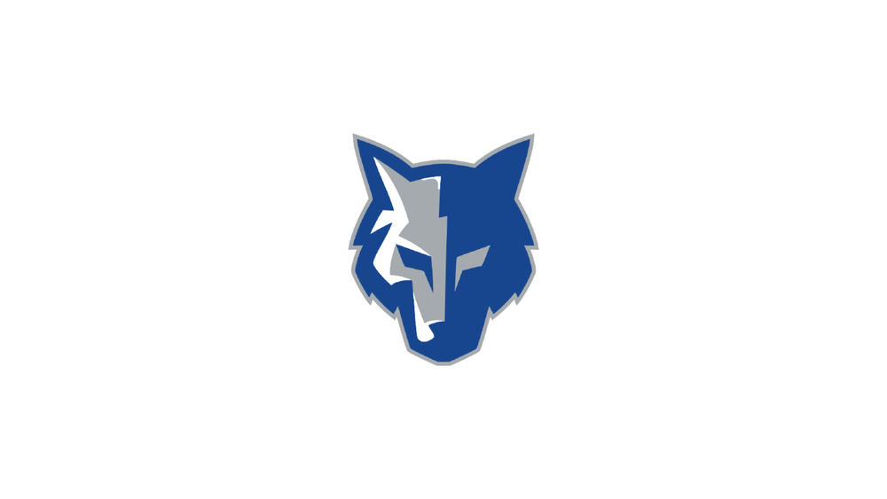 Lehman High School logo of a blue and silver lobo head graphic.