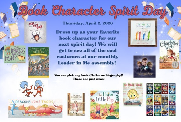 Book Character Spirit Day flyer