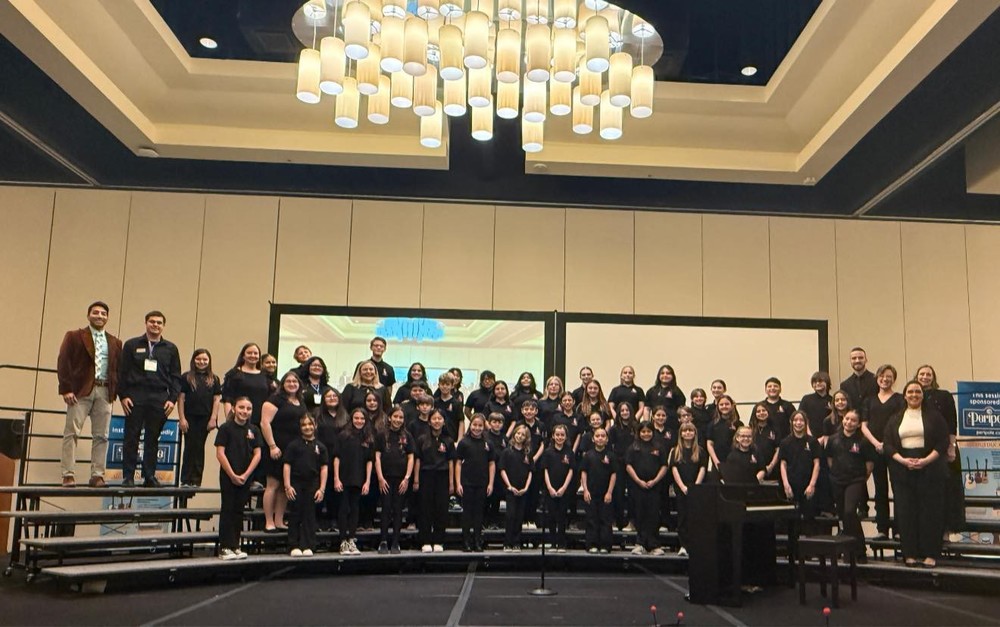 A large group photo of students in the Hays CISD Honor Choir